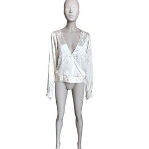 Good American Off White Polka Dot Blouse